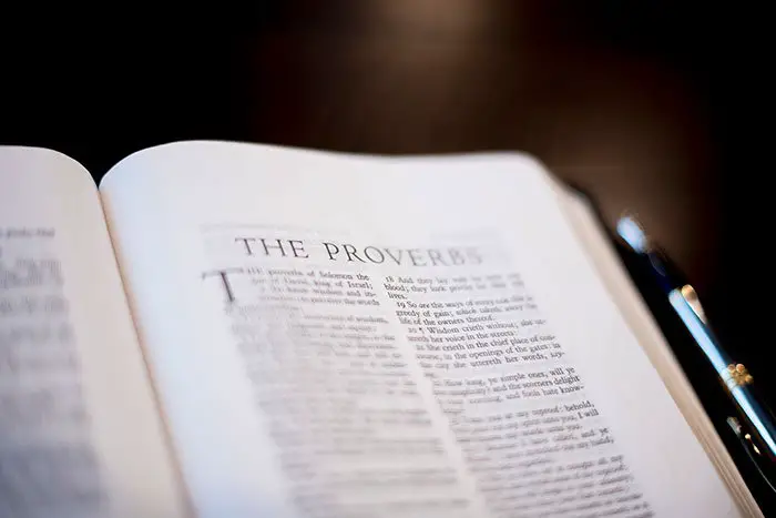 Bible open to the book of proverbs