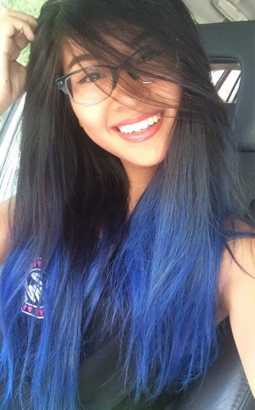 OMBRE WITH BLUE DIP DYED TIPS
