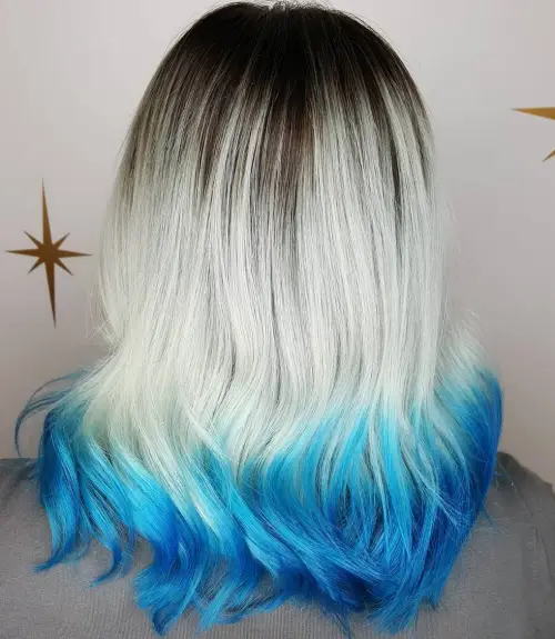 ASH BLONDE HAIR WITH BLUE TIPS