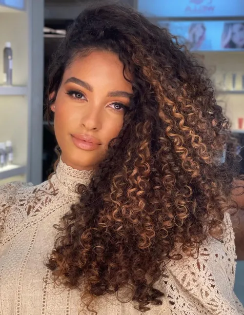 Voluminous Honey Brown Curls