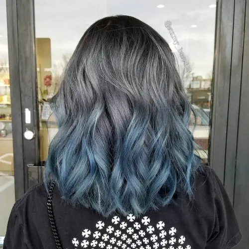 GRAY TO BLUE OMBRE HAIRSTYLE