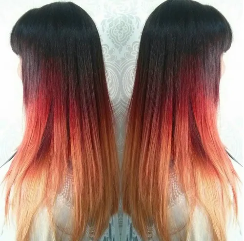 9-black-red-blonde-ombre-hair-with-bangs