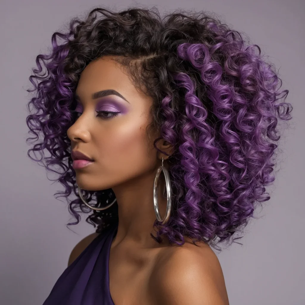 Curly Purple Balayage