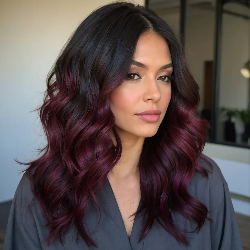 Red Balayage on Dark Hair