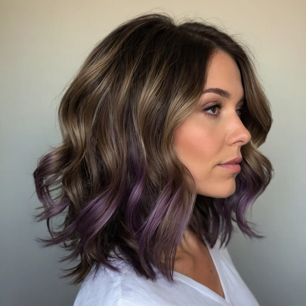 Purple Balayage on Brown Hair