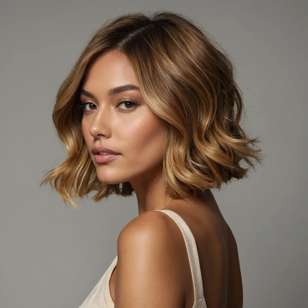 Golden Honey Balayage Bob