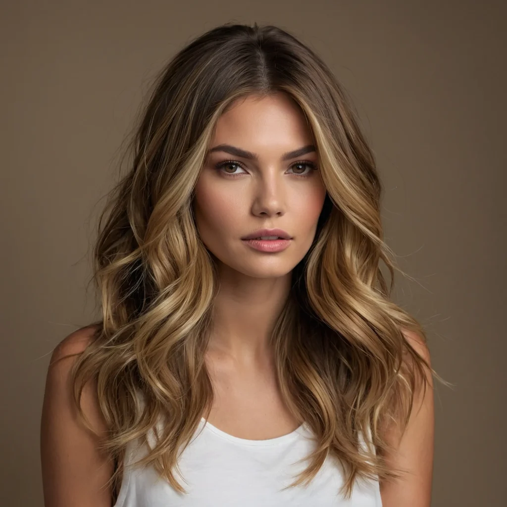 Chestnut Base with Golden Face-Framing Balayage