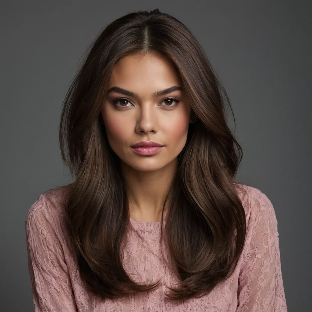Straight Hair with Rosy Highlights