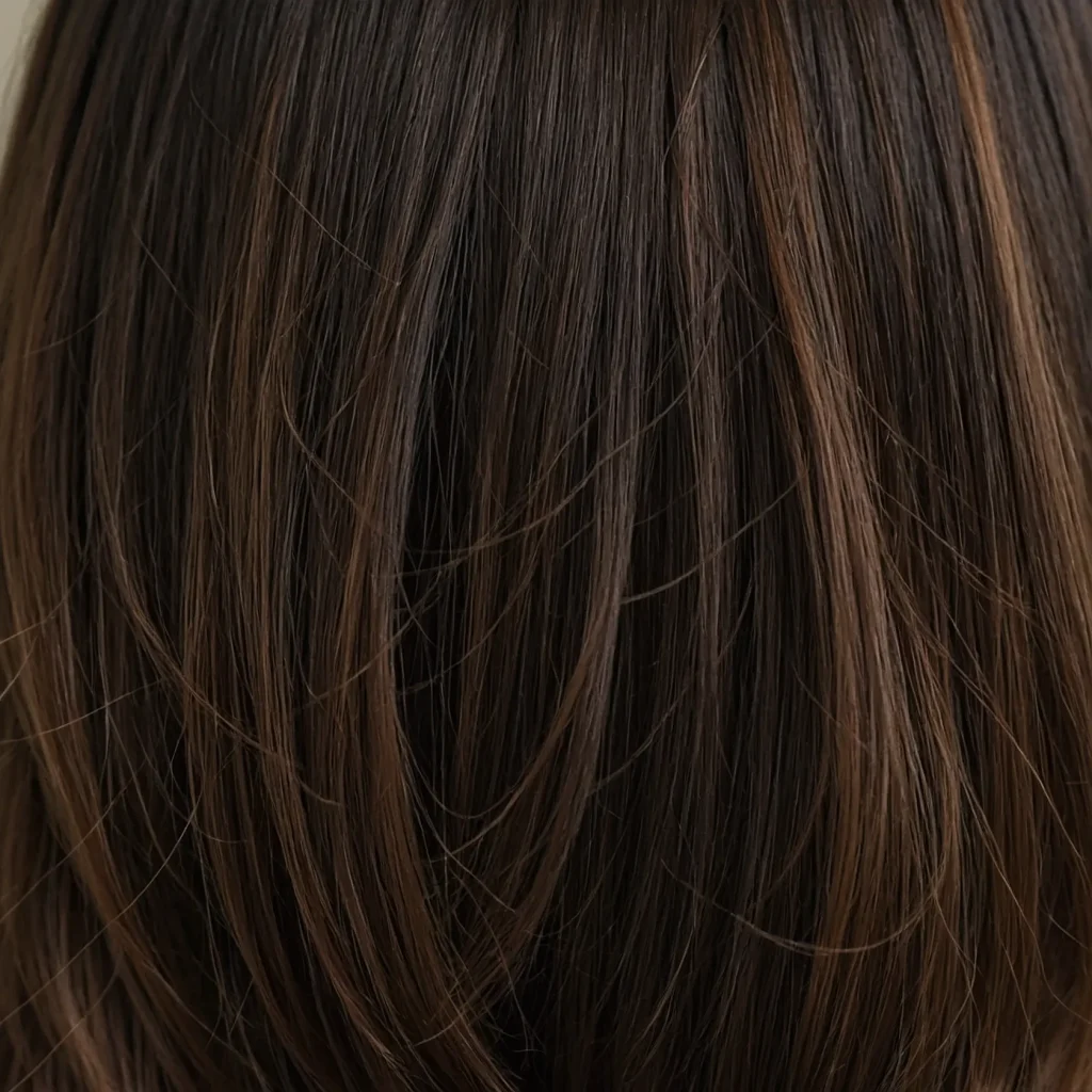 Long Black Hair with Brown Highlights