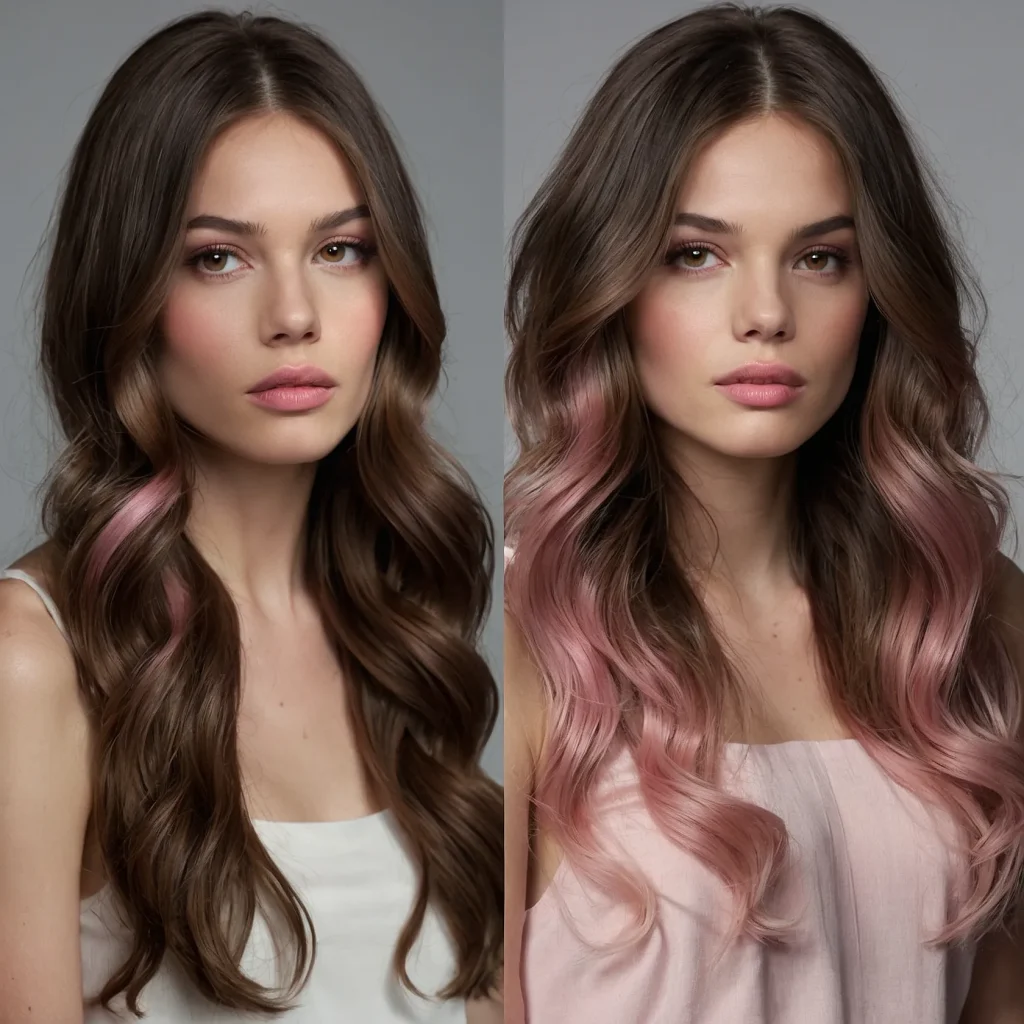  Brown & Baby Pink Hair