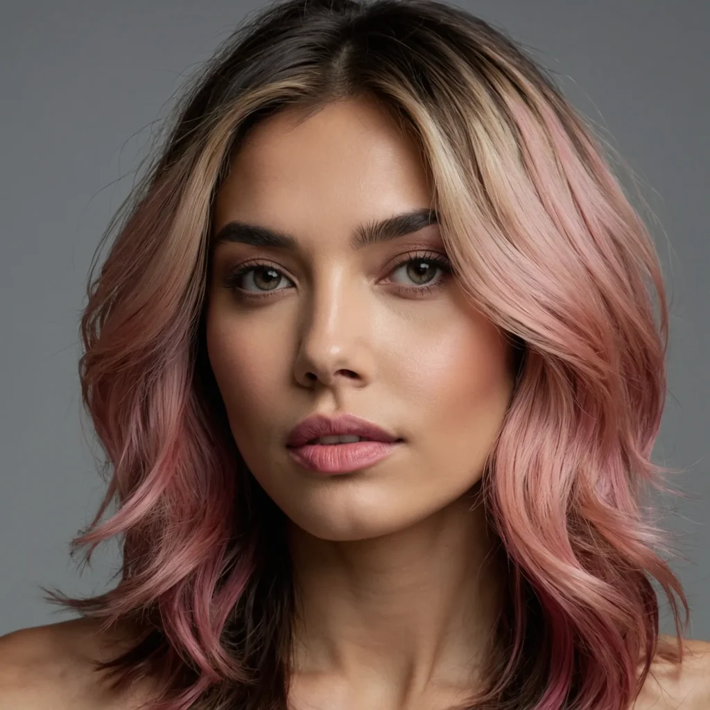  Black Hair with Rose Highlights