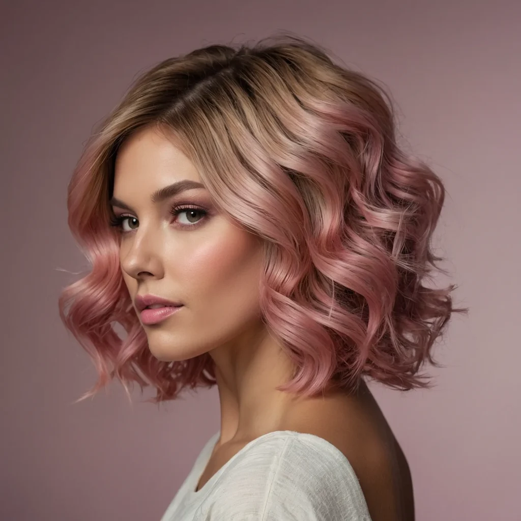 Soft Waves with Pink Balayage