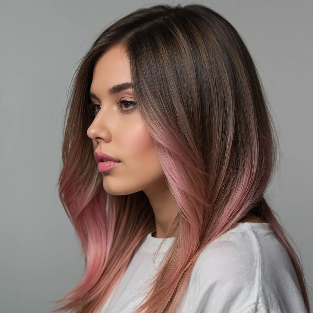  Dark Roots → Pastel Pink Ends