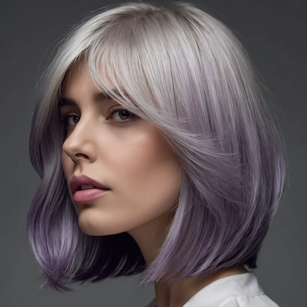 Silver-Purple Bob Ombre