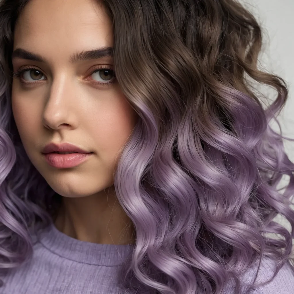 Lavender Ombre Curly Lob