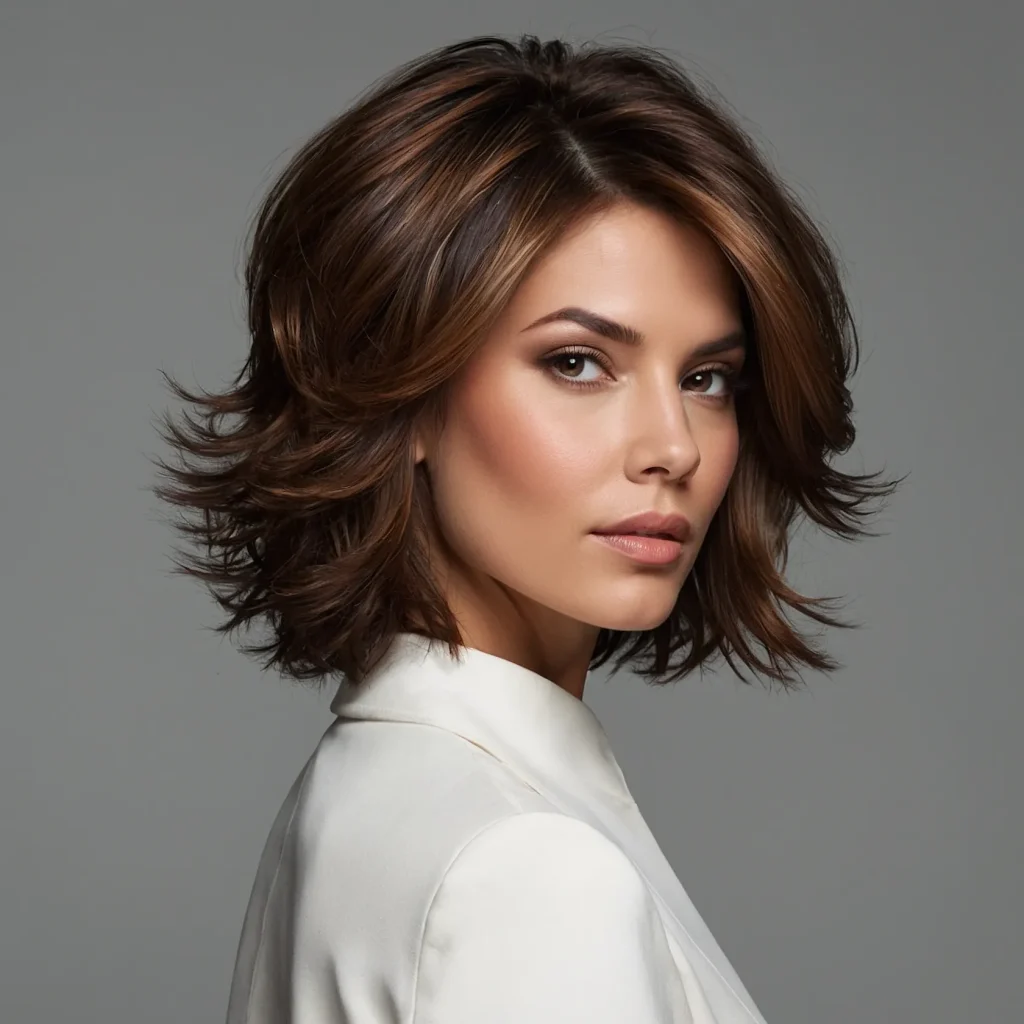 Brown→ Copper Curly Wedged Bob