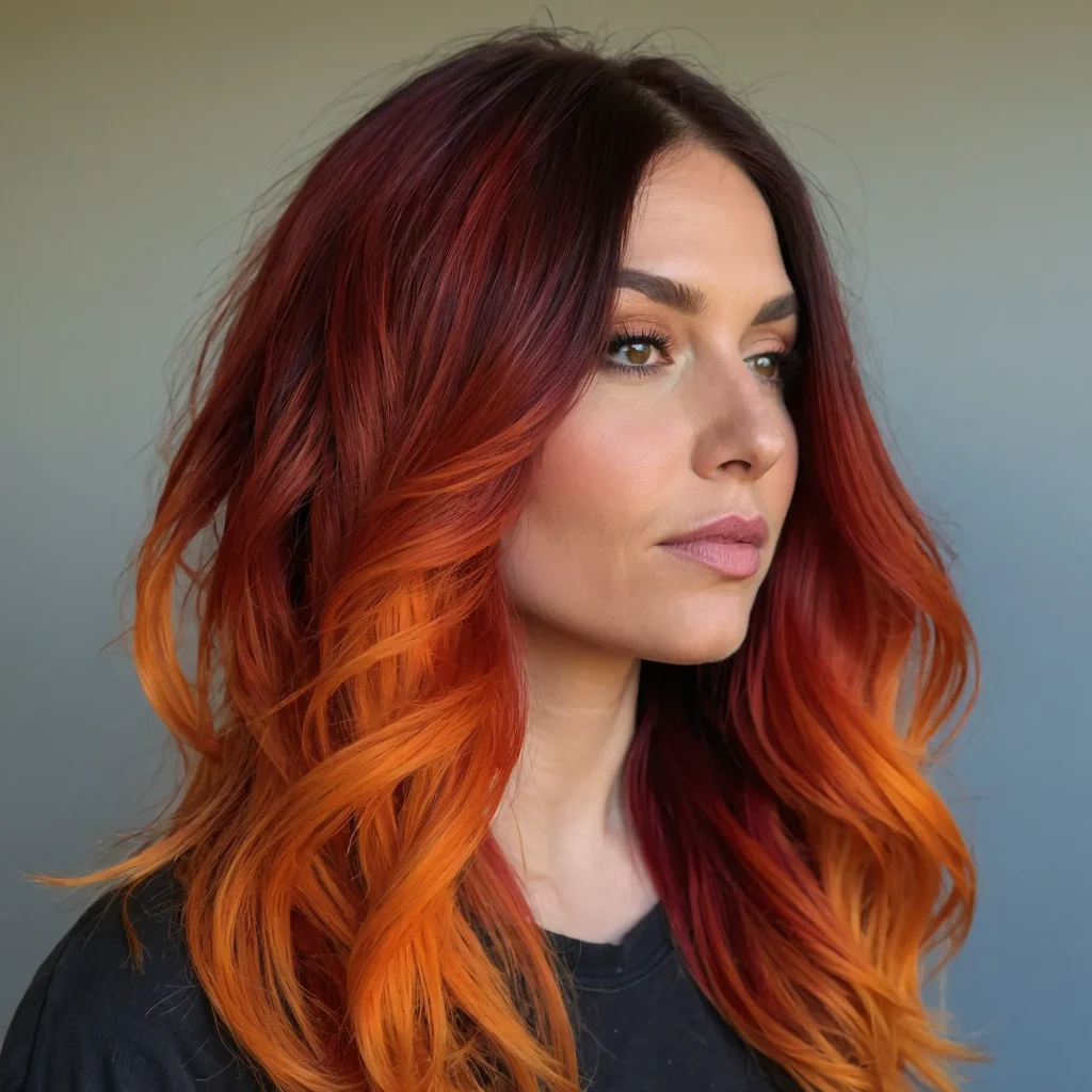 Fire Red Ombre (Crimson to Orange to Yellow) 