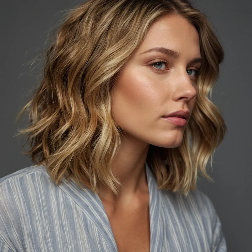 Honey‑Blonde Beach Wave Lob