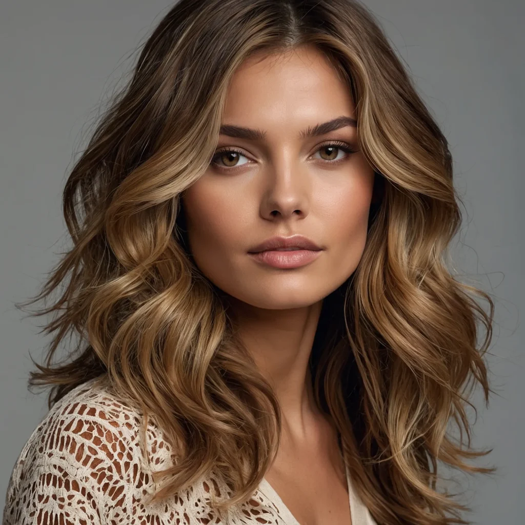 Face-Framing Balayage for Wavy Hair
