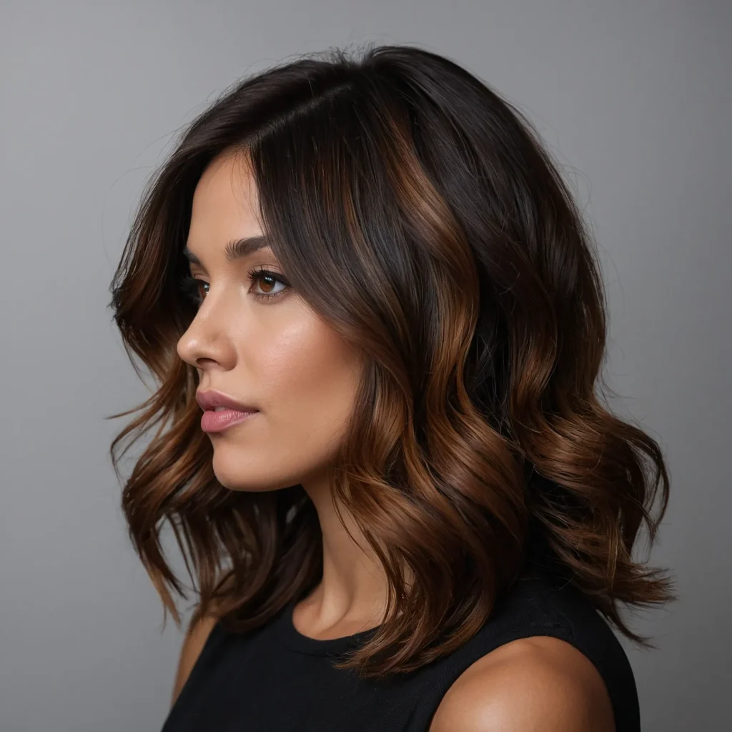 Auburn Balayage on Black Hair