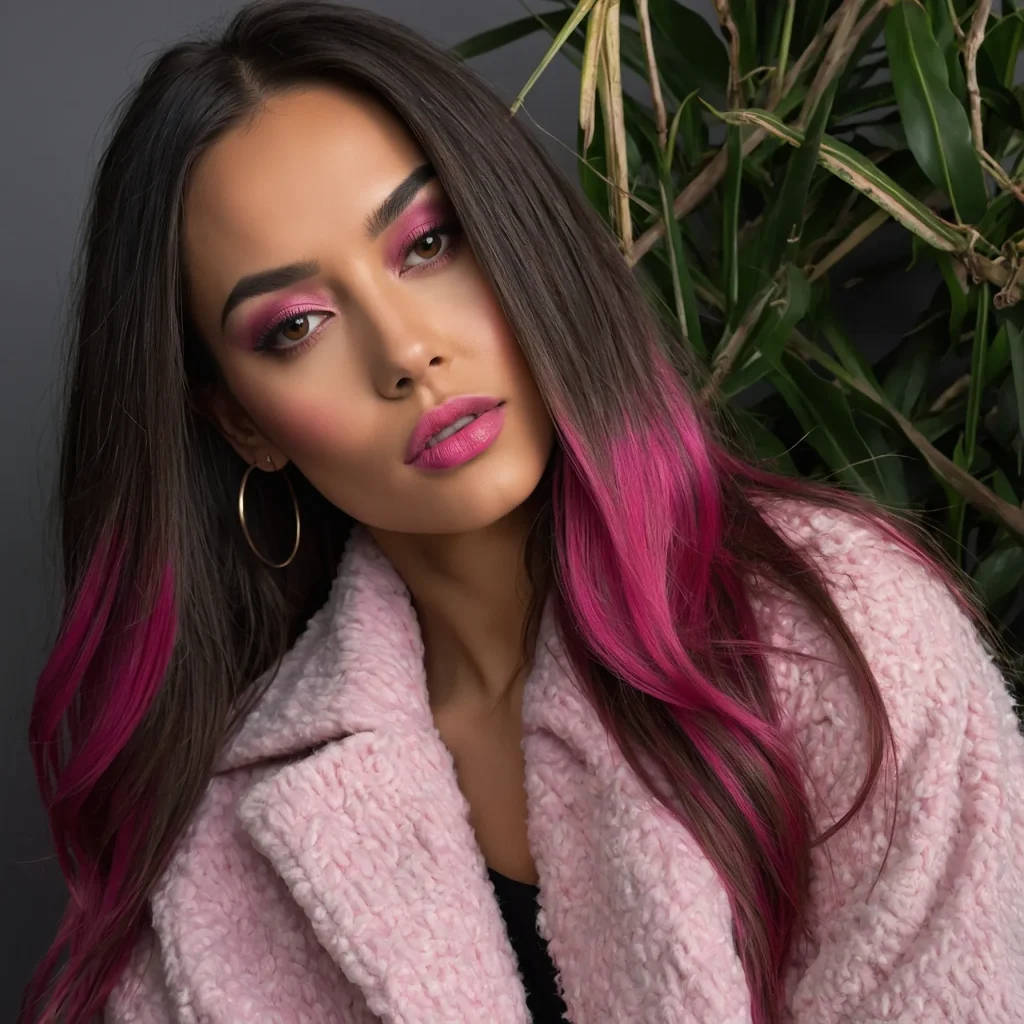  Hot Pink Face‑Framing Highlights
