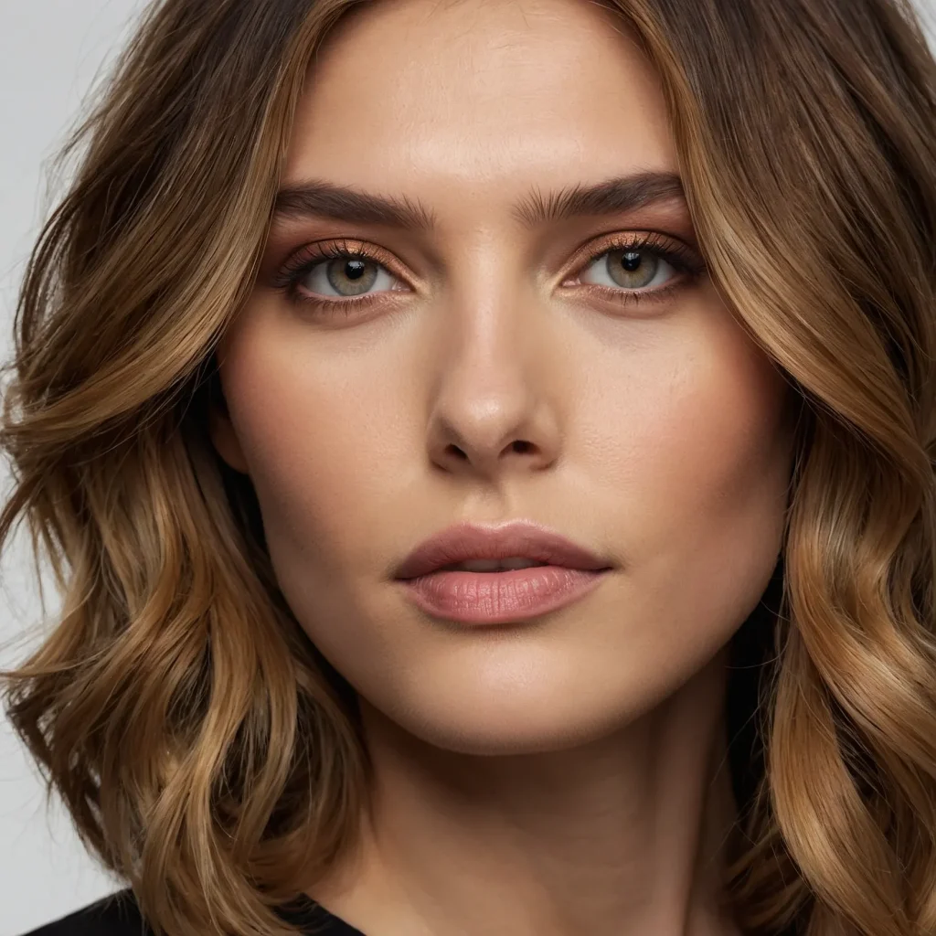Strawberry Blonde Balayage on Brown Hair