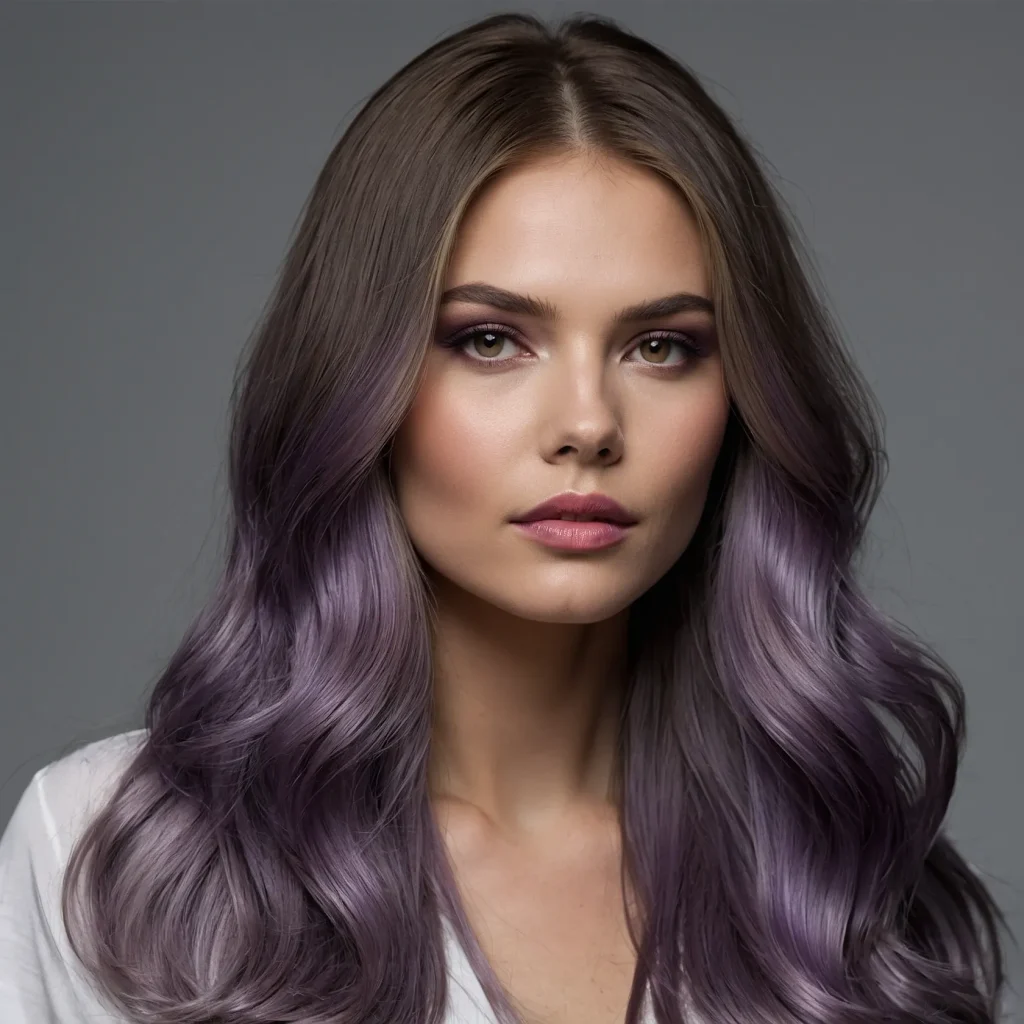 Straight Hair with Purple Balayage