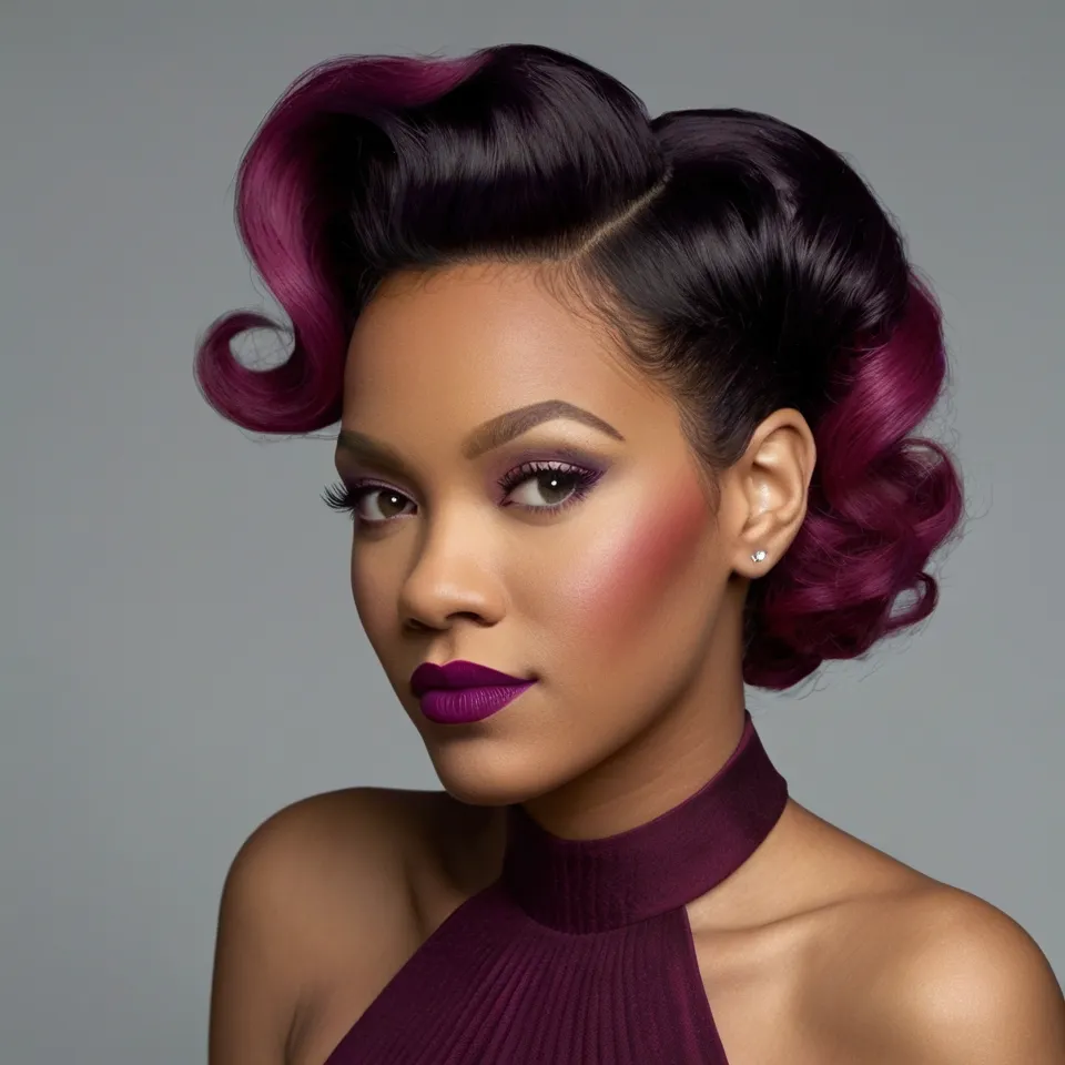 Retro Magenta Victory Rolls 