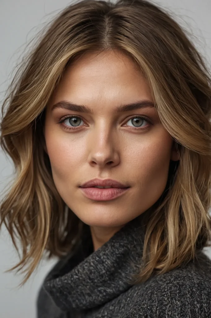 A closeup portrait of a woman with natural da