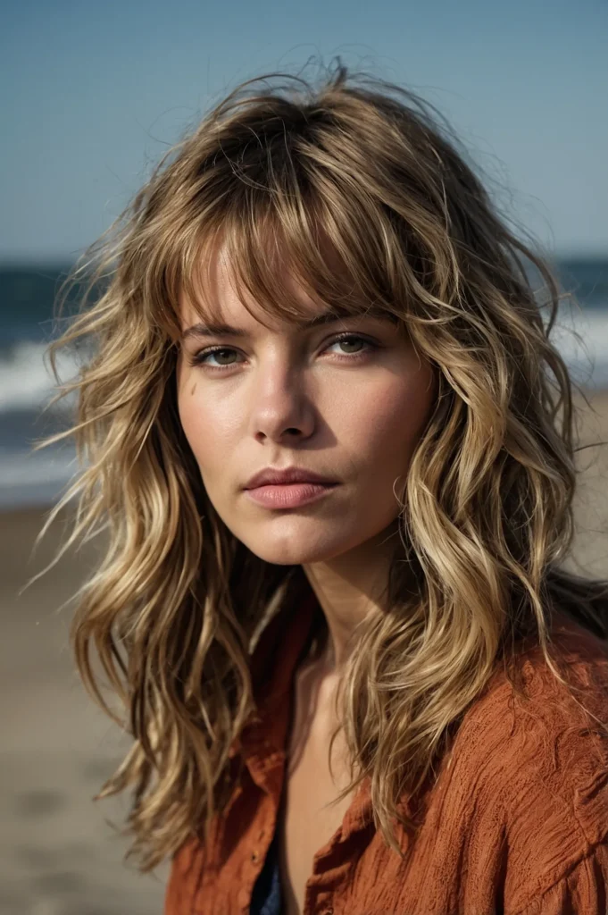 Beachy Layers with BangsTousled waves with so