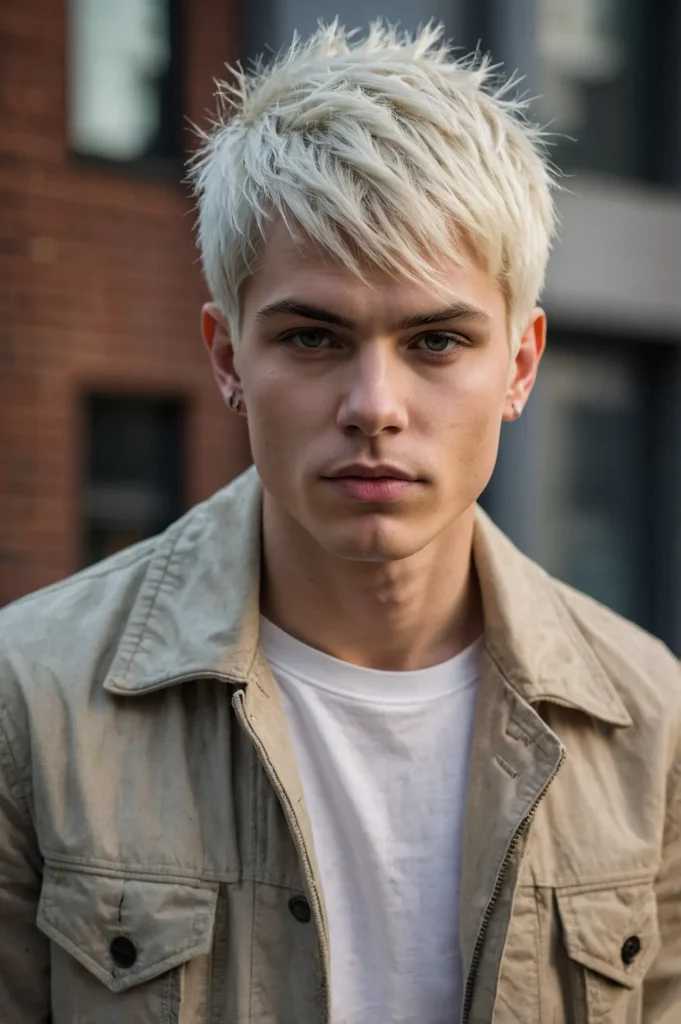 Bleached Pixie CutWhite male with bleached pl