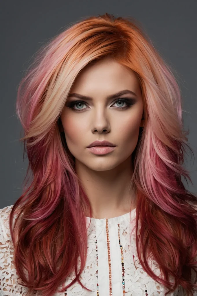Bold Framing with Color AccentsA hairstyle wi ()
