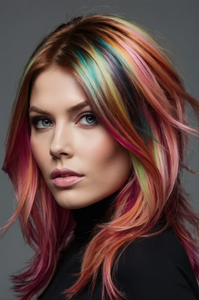 Bold Framing with Color AccentsA hairstyle wi