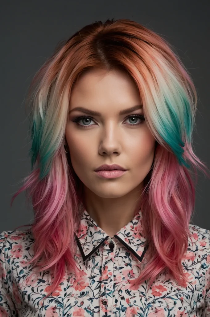 Bold Framing with Color AccentsA hairstyle wi ()