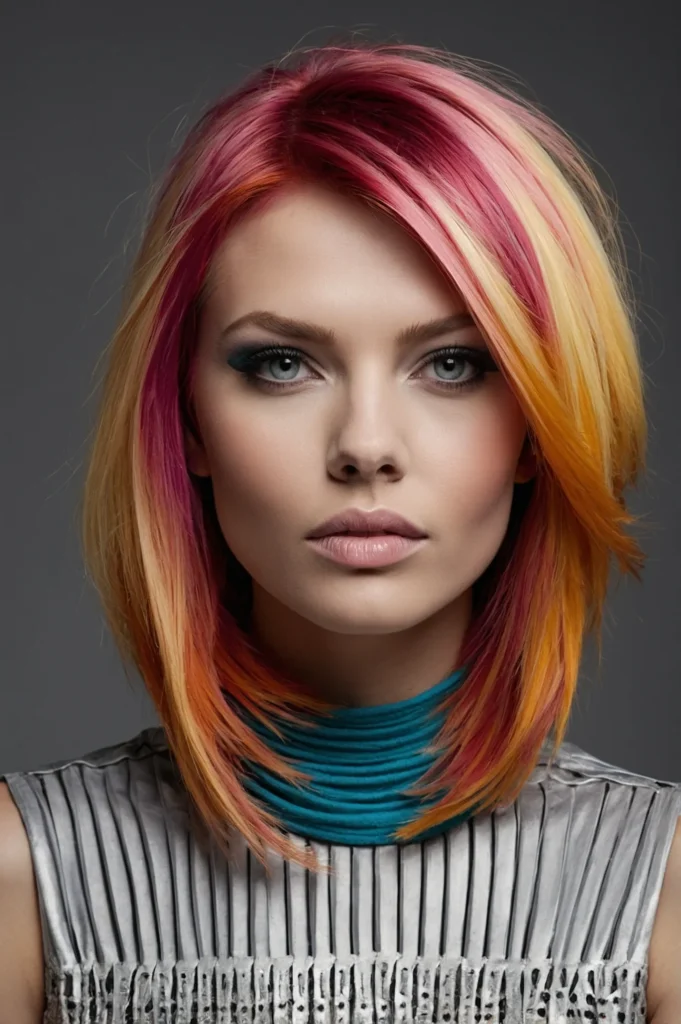 Bold Framing with Color AccentsA hairstyle wi