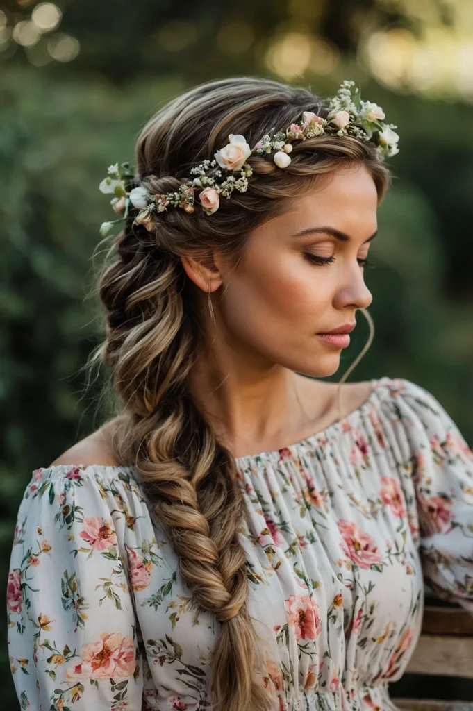 Braided CrownSoft crown braid styled loosely