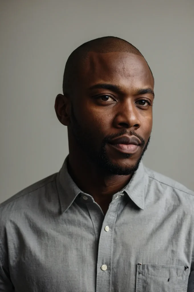 Burr CutBlack man with a slightly longer buzz