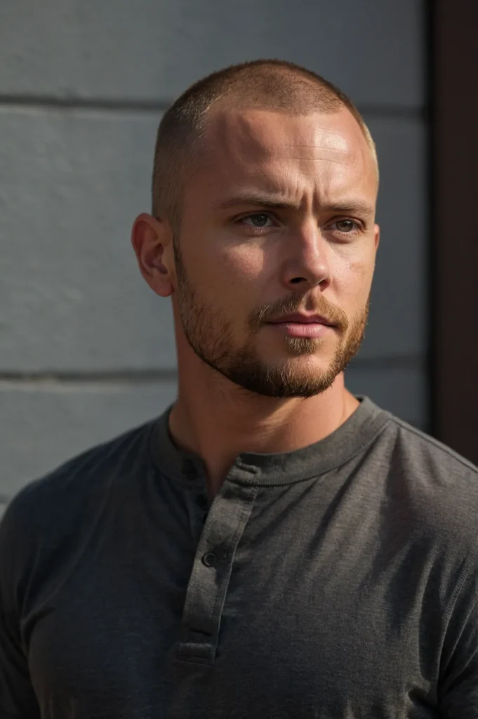 Burr CutShort buzz cut on a white man with a