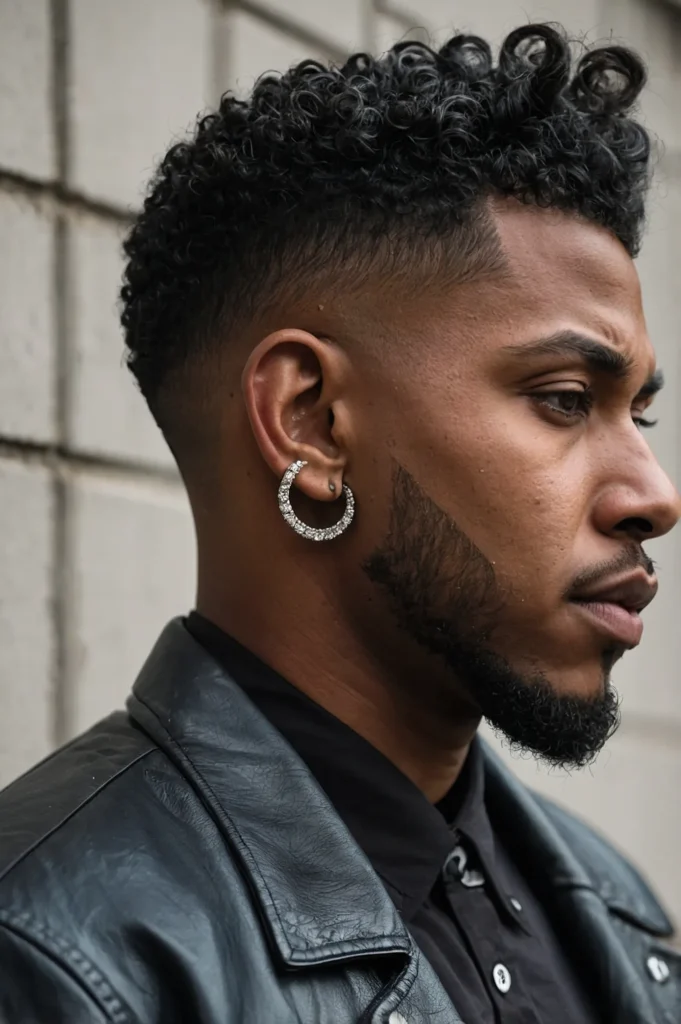 Burst Fade Wolf CutA Black man sporting a bur
