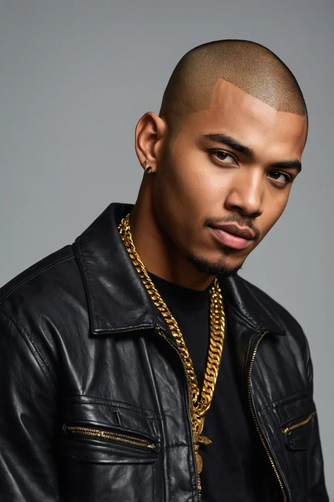Buzz Cut with Colored TopBlack American male
