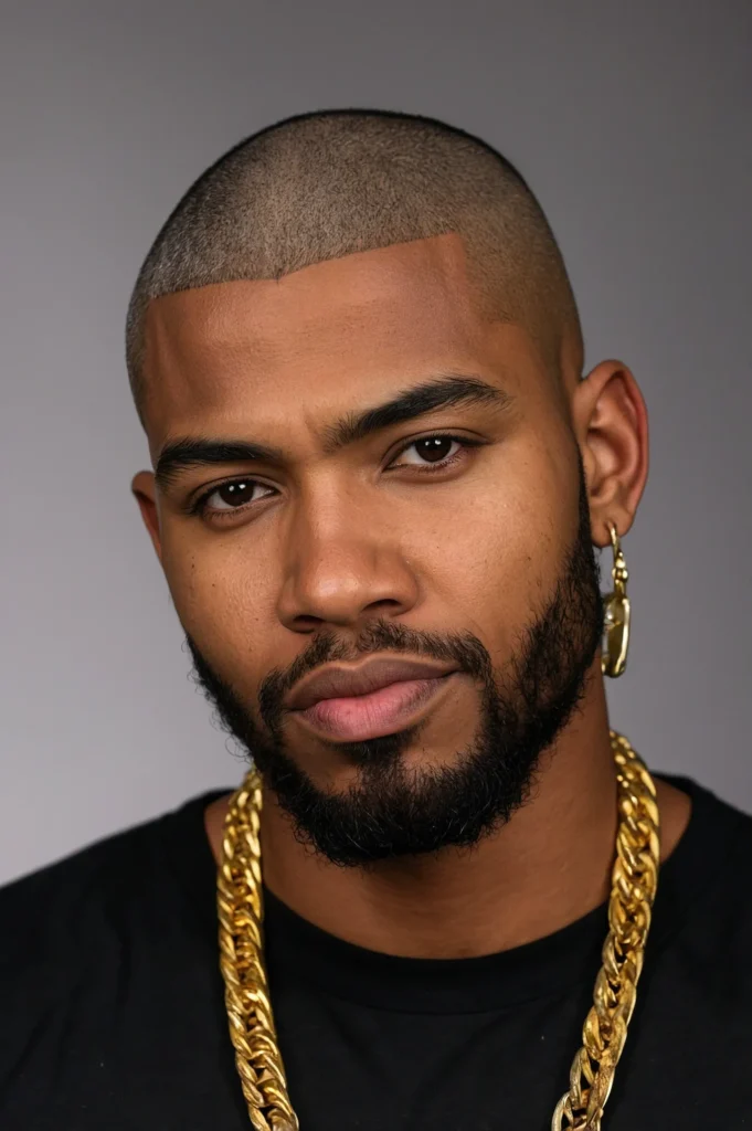 Buzz Cut with Colored TopBlack American male