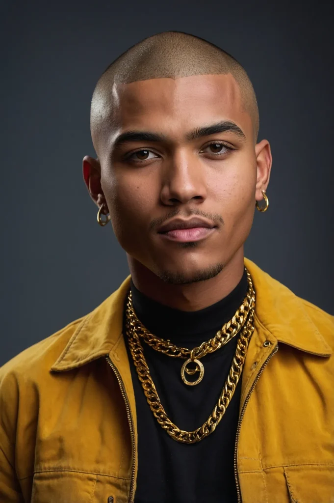 Buzz Cut with Colored TopBlack American male