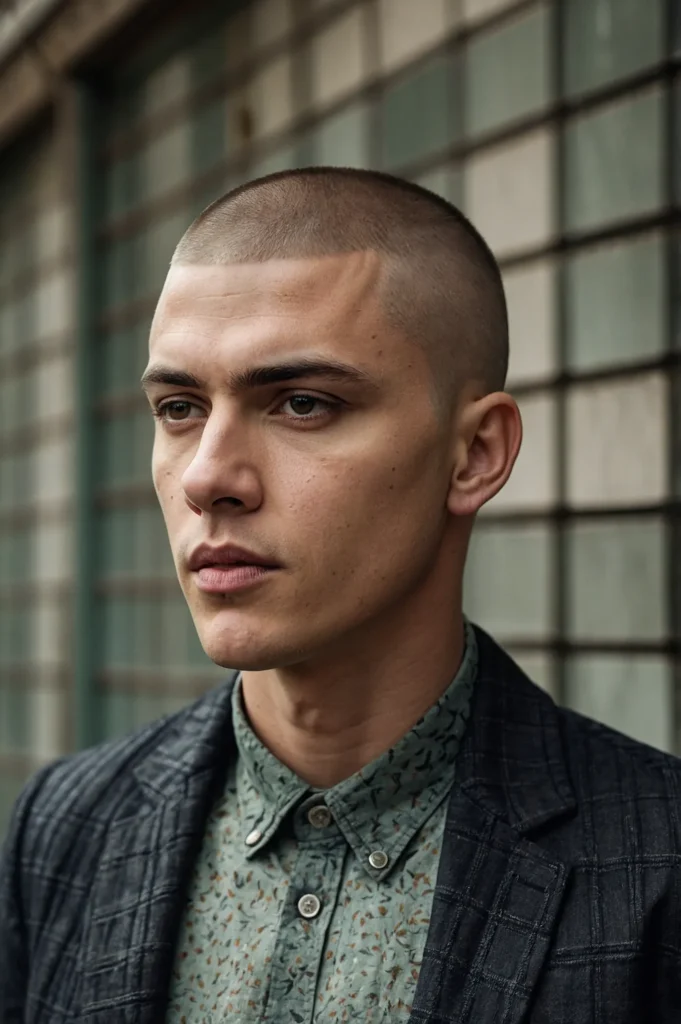 Buzz Cut with Crop FringeFront portrait of a
