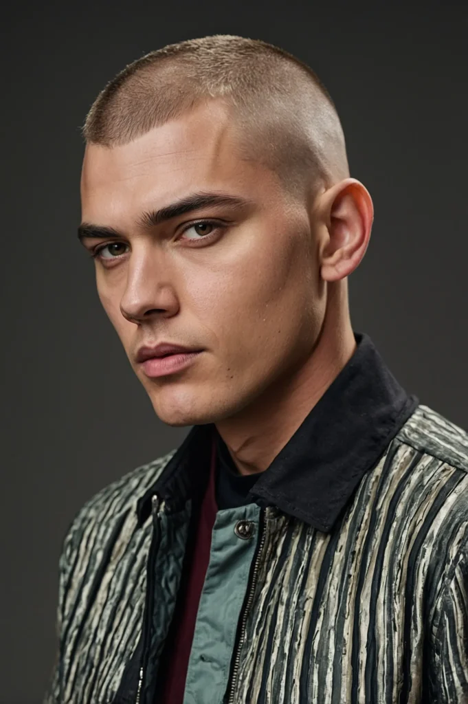 Buzz Cut with Crop FringeFront portrait of a