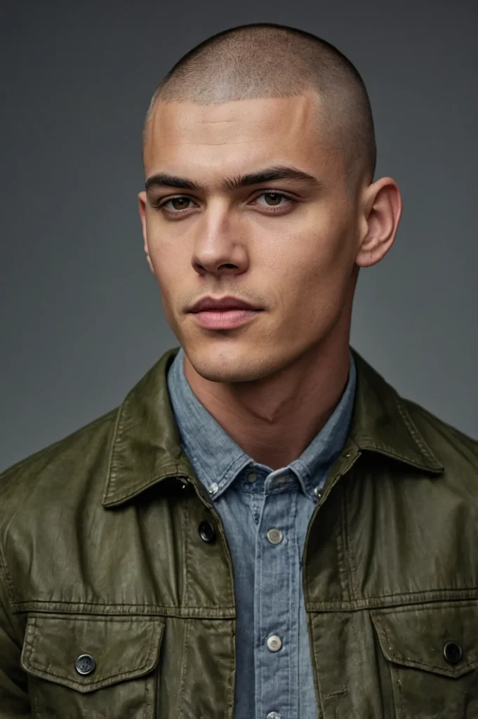 Buzz Cut with Crop FringeFront portrait of a