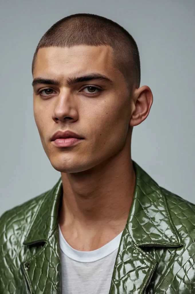 Buzz Cut with Crop FringeFront portrait of a