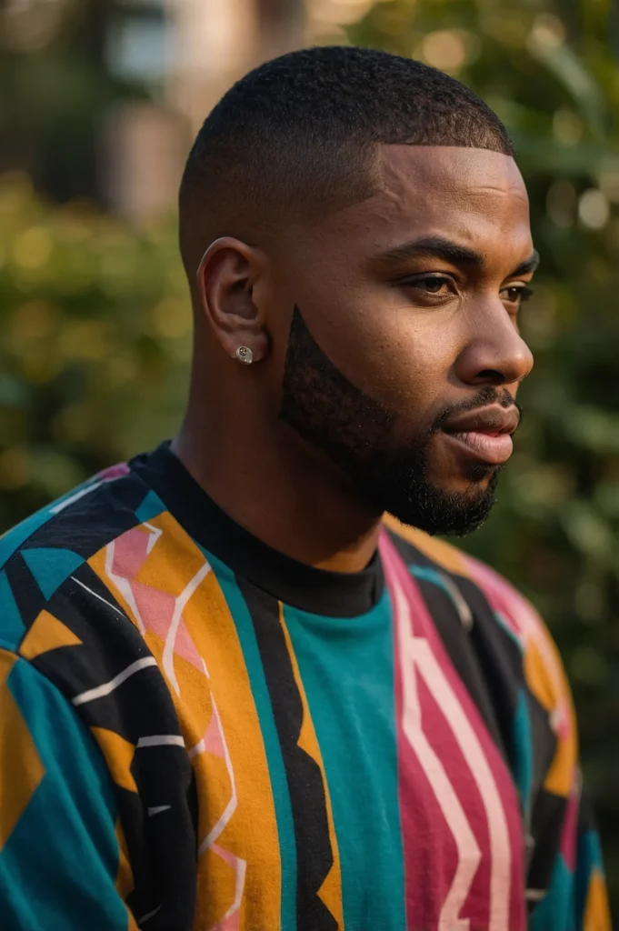 Buzz Cut with DesignBlack man with an abstrac