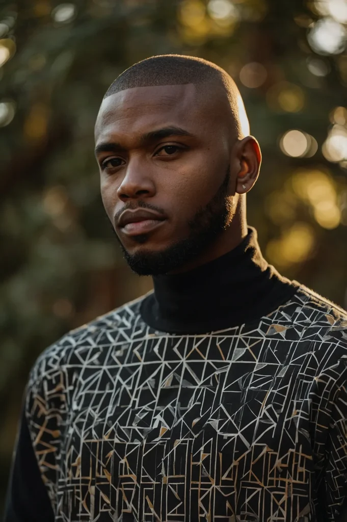 Buzz Cut with DesignBlack man with an abstrac