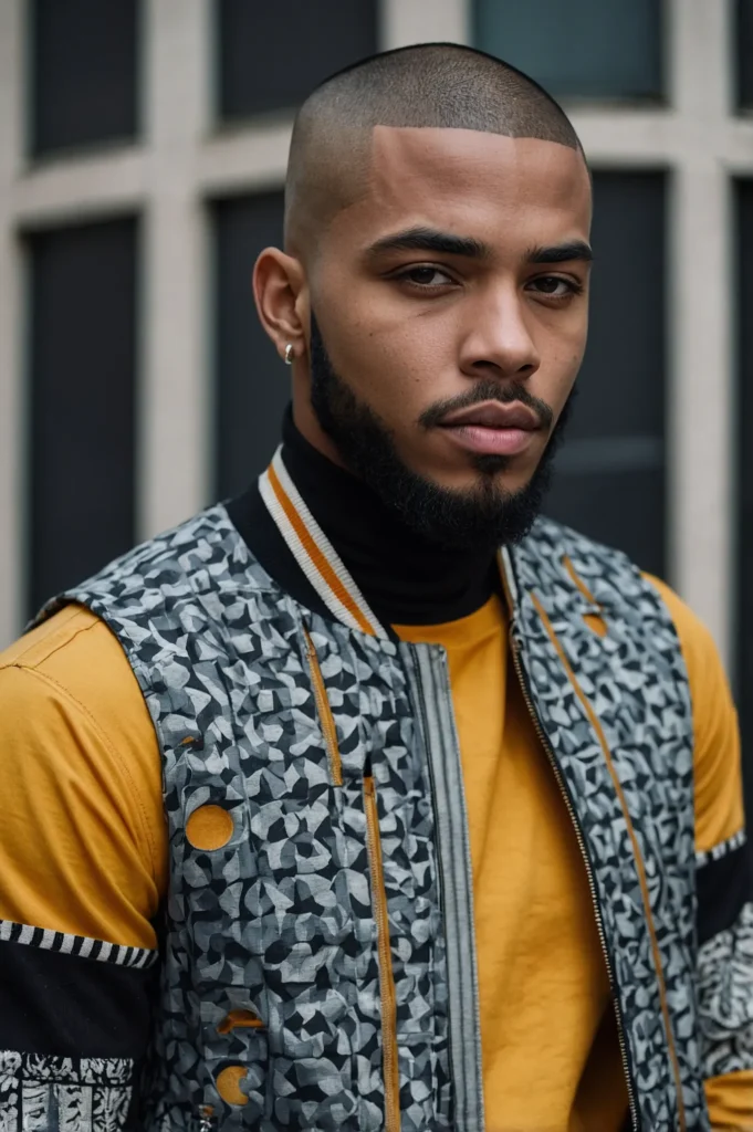 Buzz Cut with Double PartBlack American man w