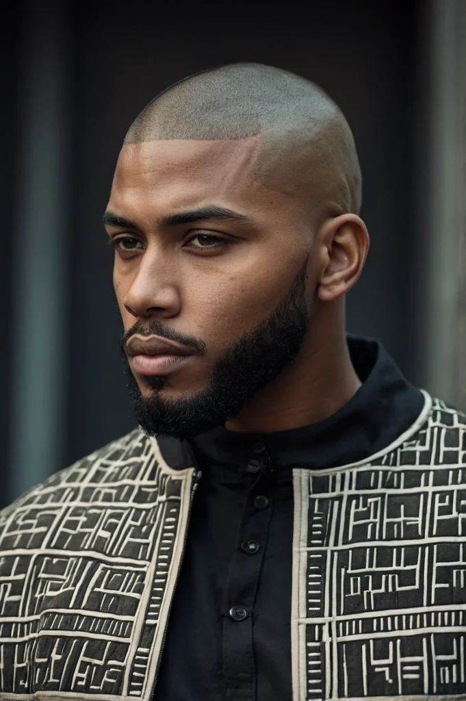 Buzz Cut with Double PartBlack American man w
